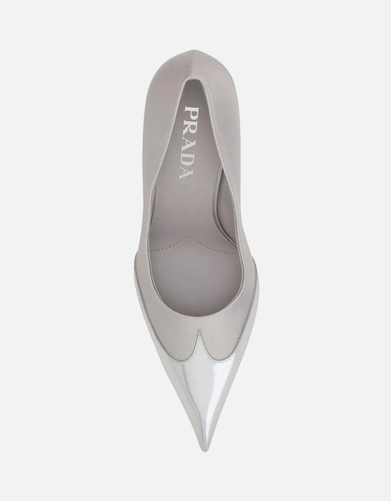 Metallic Leather Pointed Toe Stiletto Pumps Women - Silver
