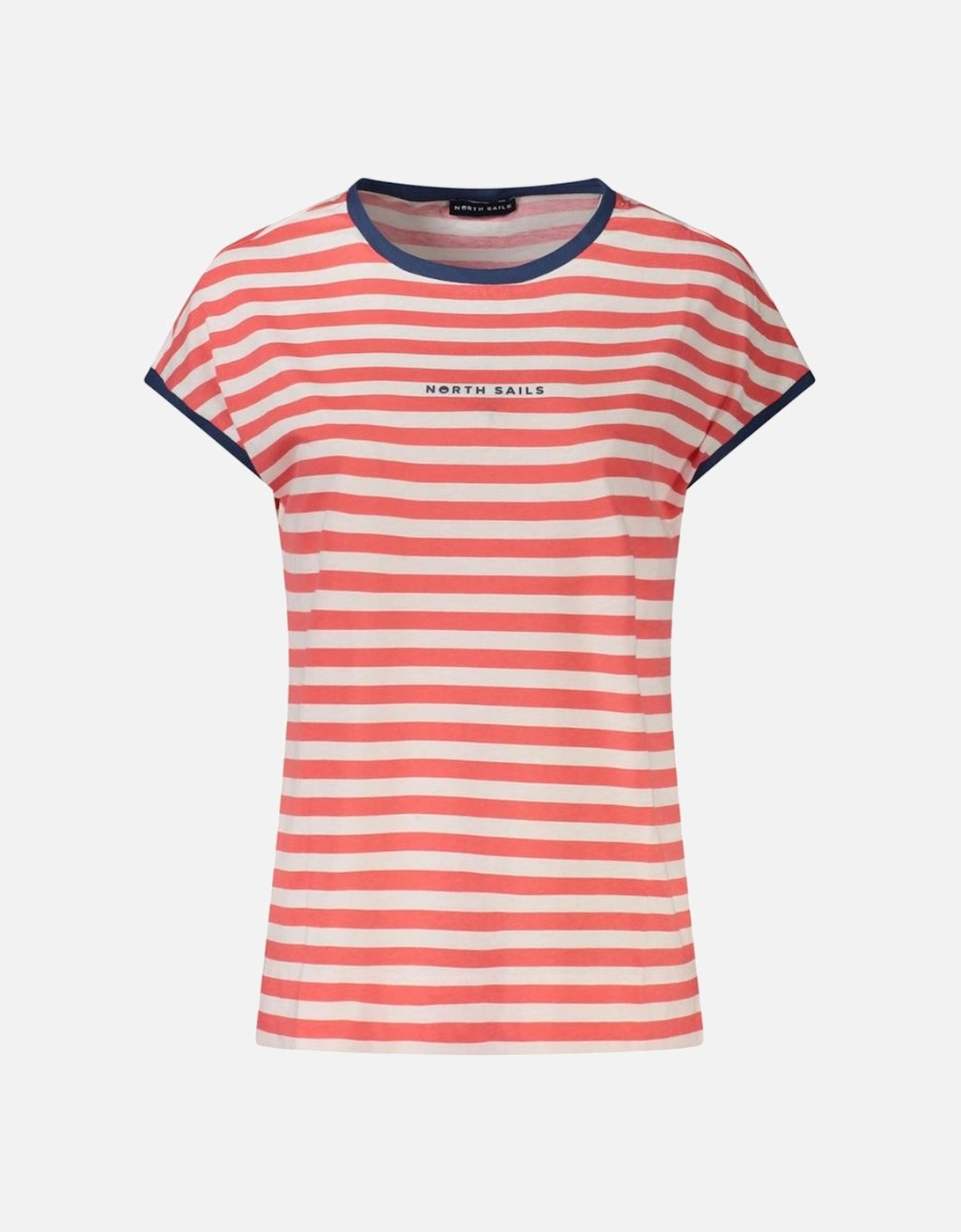 Sleeveless Striped T-Shirt with Embossed Print Women - Red, 3 of 2