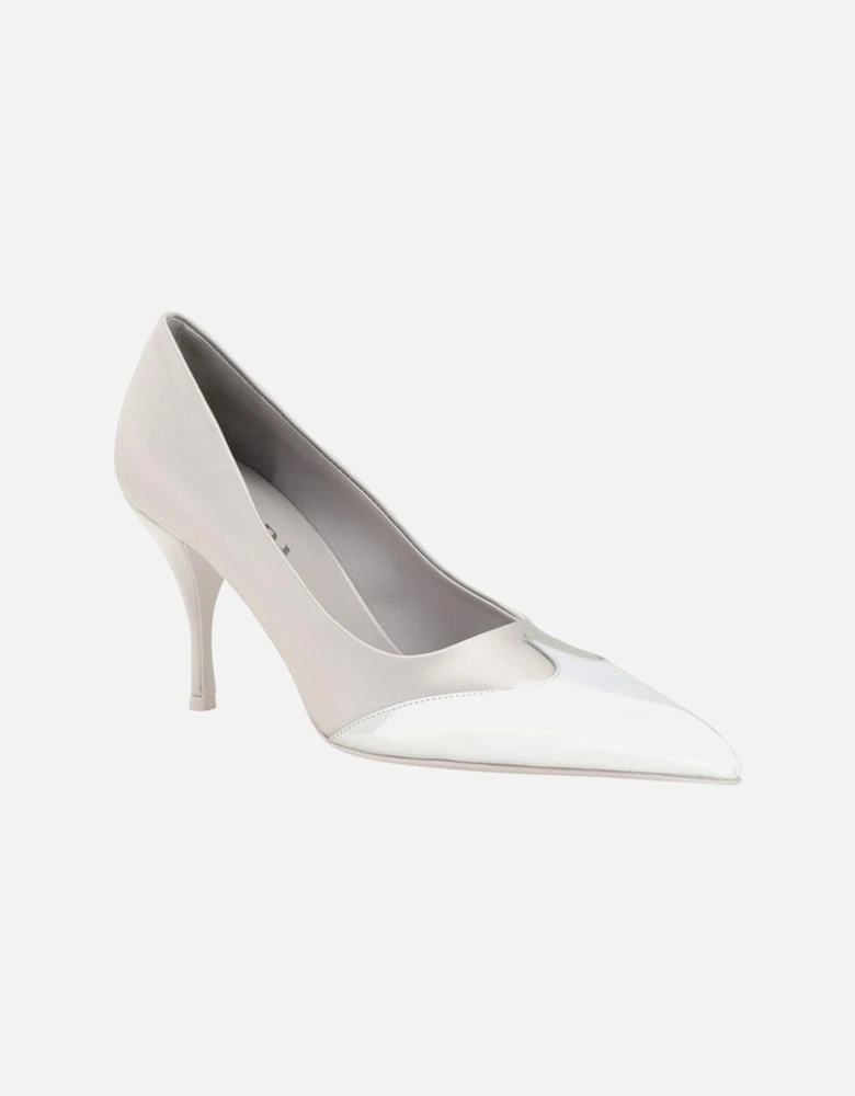 Metallic Leather Pointed Toe Stiletto Pumps Women - Silver