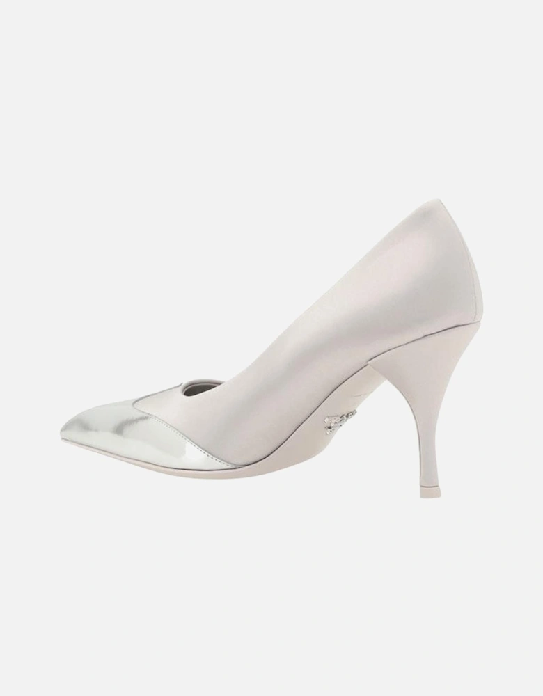 Metallic Leather Pointed Toe Stiletto Pumps Women - Silver
