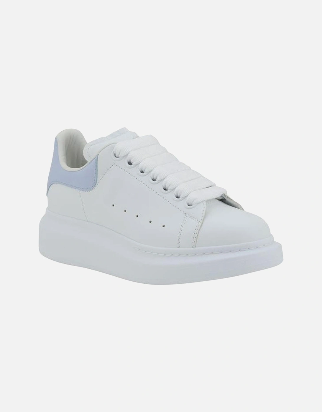 Leather Platform Sole Sneakers with Logo Details Women - Light Blue
