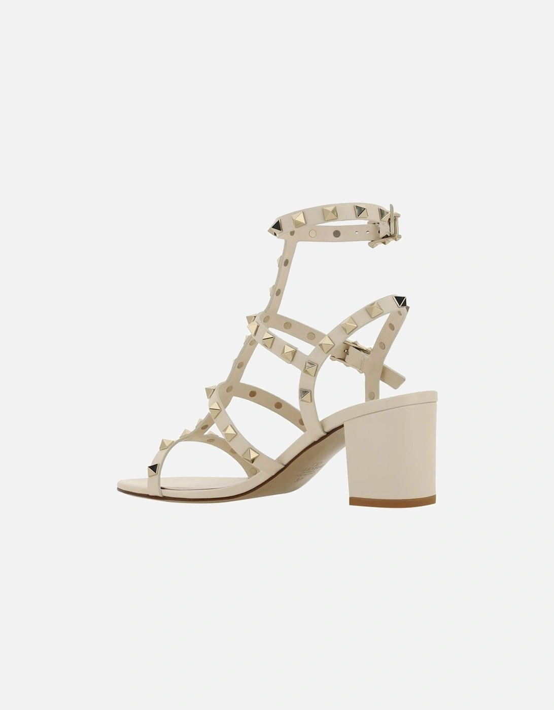 Rockstud Vitelio Plum Leather Sandal Women - White