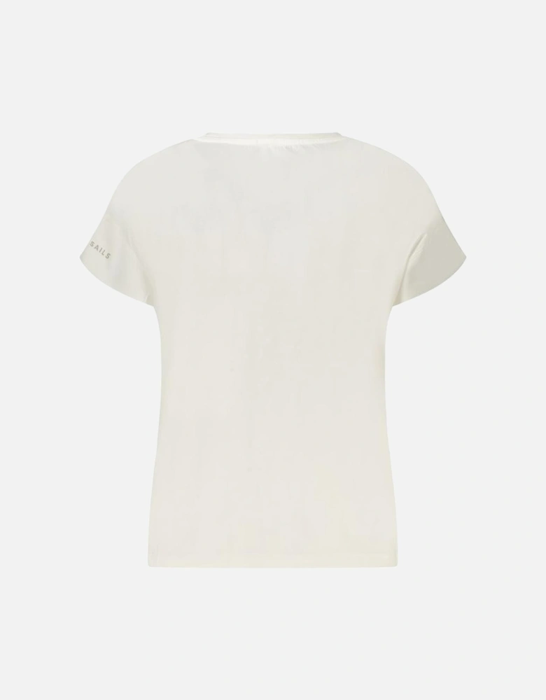 Short Sleeve Wide Neck Embossed Logo T-Shirt Women - White