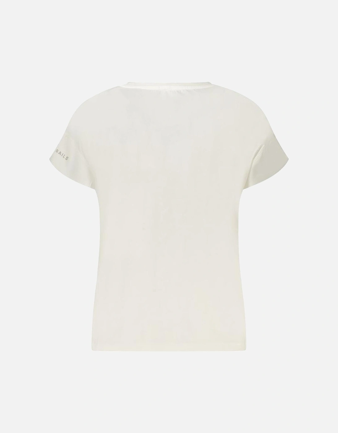 Short Sleeve Wide Neck Embossed Logo T-Shirt Women - White