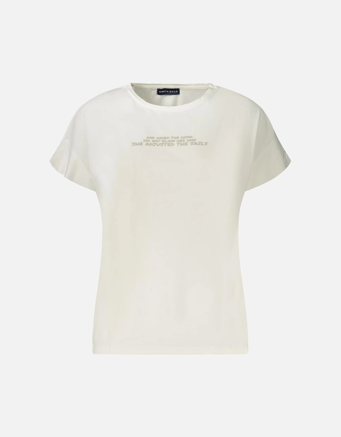 Short Sleeve Wide Neck Embossed Logo T-Shirt Women - White, 4 of 3