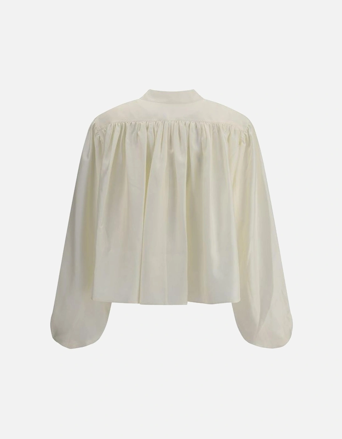 Silk Blouse with Asymmetrical Closure and Balloon Sleeves Women -
