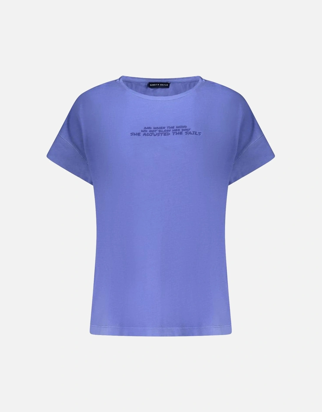 Wide Neck Short Sleeve T-Shirt with Logo Women - Blue, 4 of 3