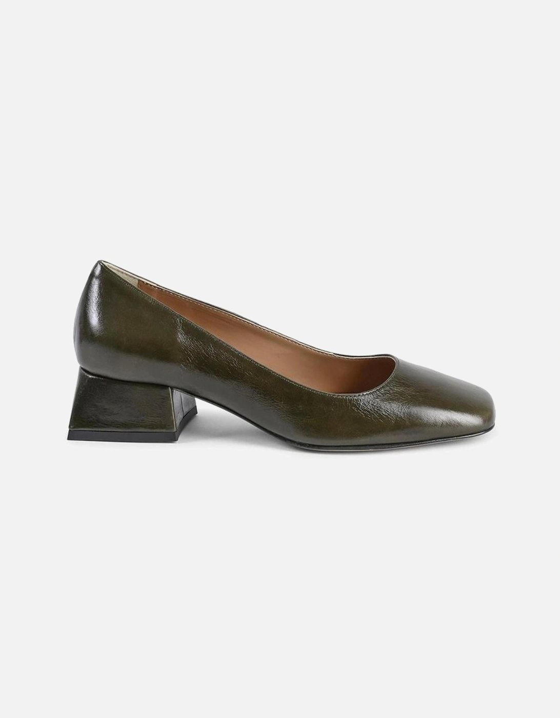 Leather High-Top Sneakers with Gold Accents Women - Green Pumps, 2 of 1