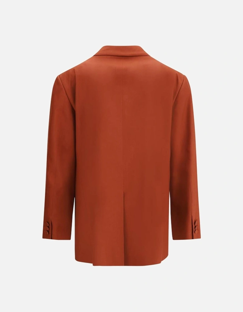Double-Breasted Silk Blazer with Peaked Lapels Women - Red Suits