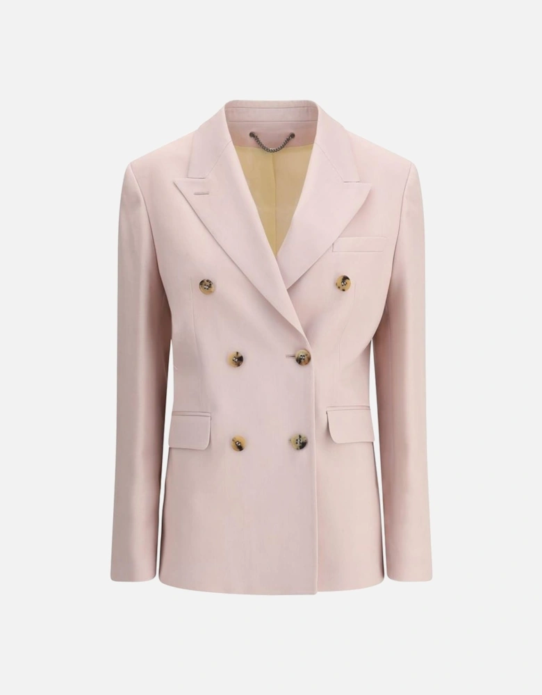 Virgin Wool Double-Breasted Blazer with Peaked Lapel Women -