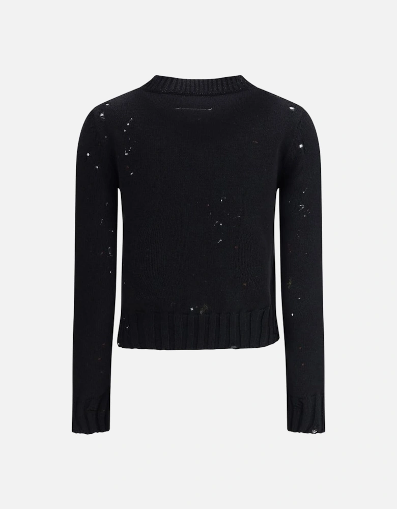 Grunge Ribbed Crew Neck Sweater Women - Black