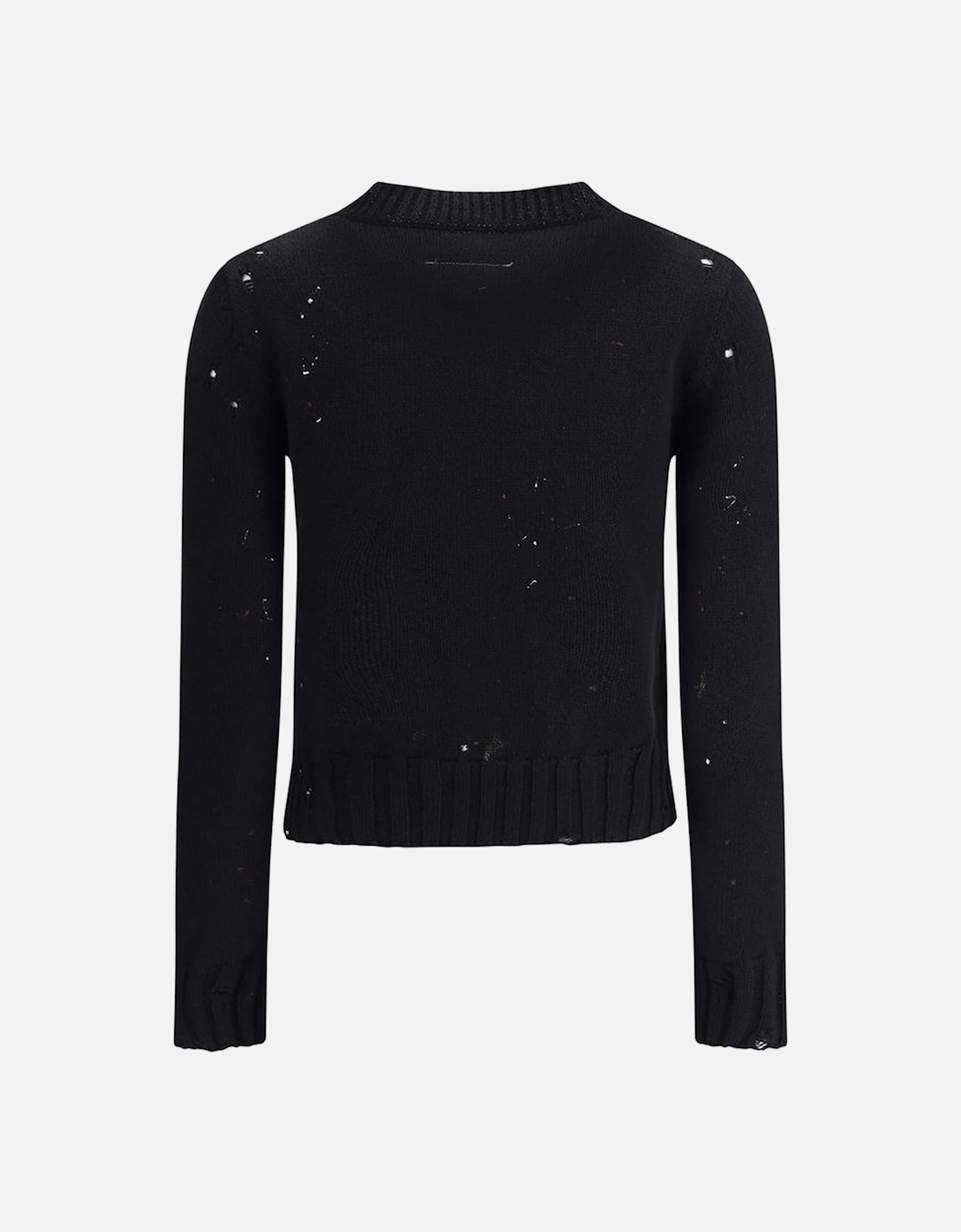 Grunge Ribbed Crew Neck Sweater Women - Black