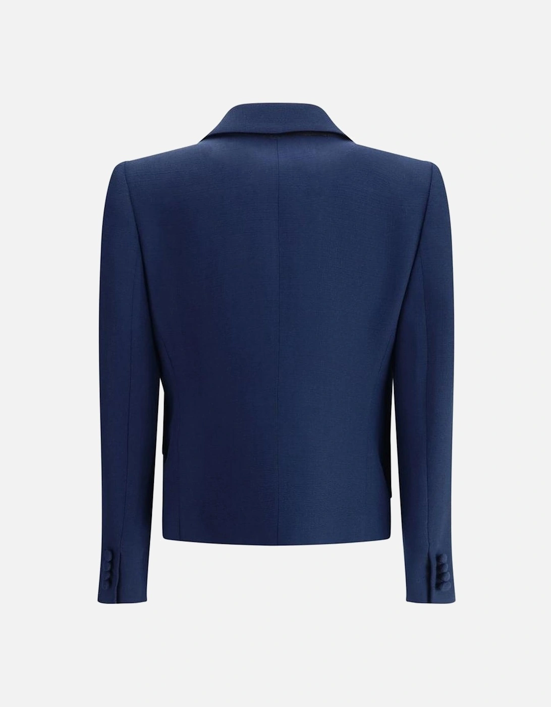 Wool Blazer with Peaked Lapels and Bow Women - Blue Suits