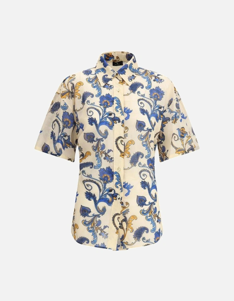 Paisley Pattern Cotton Shirt with Classic Collar Women - Multicolor