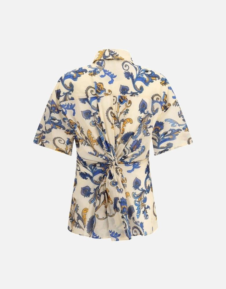 Paisley Pattern Cotton Shirt with Classic Collar Women - Multicolor