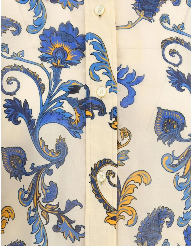 Paisley Pattern Cotton Shirt with Classic Collar Women - Multicolor