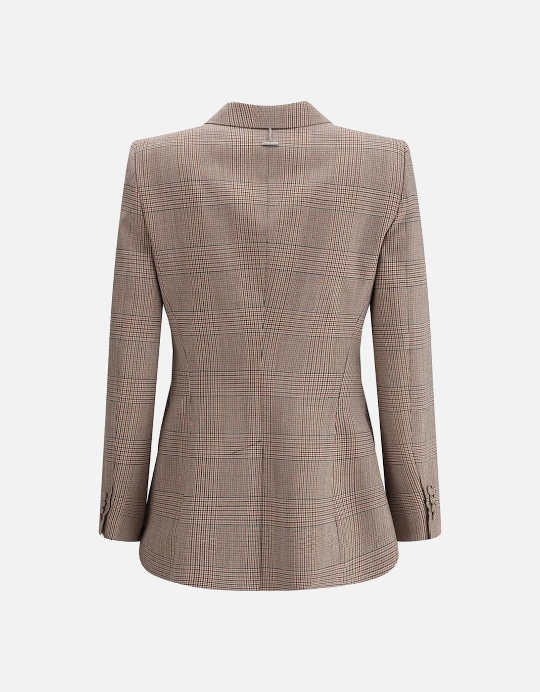 Wool Blazer with Peaked Lapel and Check Pattern Women - Brown Suits
