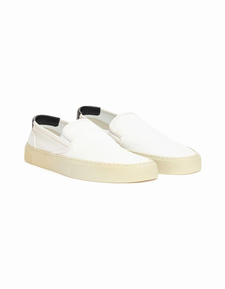 Canvas Slip-On Shoes with Logo Back Tab Women - White Sneakers
