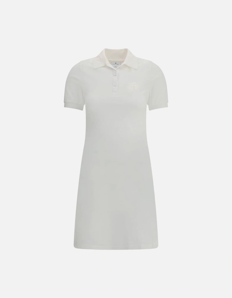 Cotton Polo Style Dress with Embroidered Logo Women - White Dresses