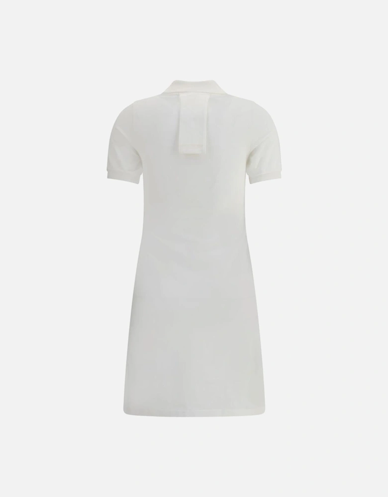 Cotton Polo Style Dress with Embroidered Logo Women - White Dresses