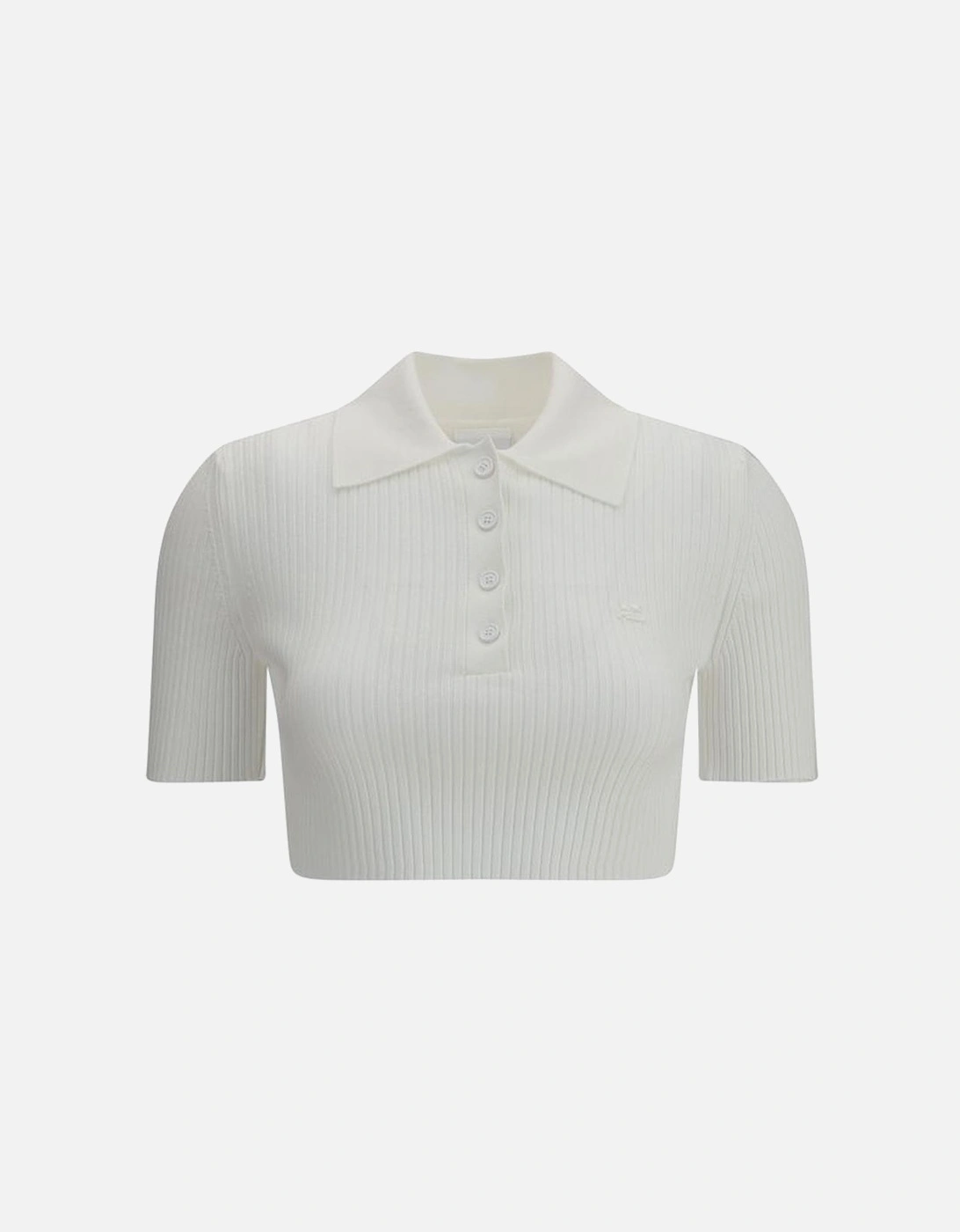 Cropped Ribbed Polo Shirt with Embroidered Logo Women - White, 4 of 3