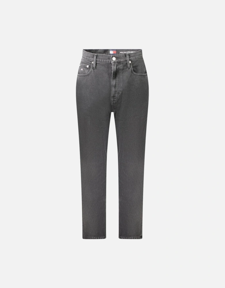 Ultra-High Tapered Mom Jeans with Embroidery Women - Black Jeans