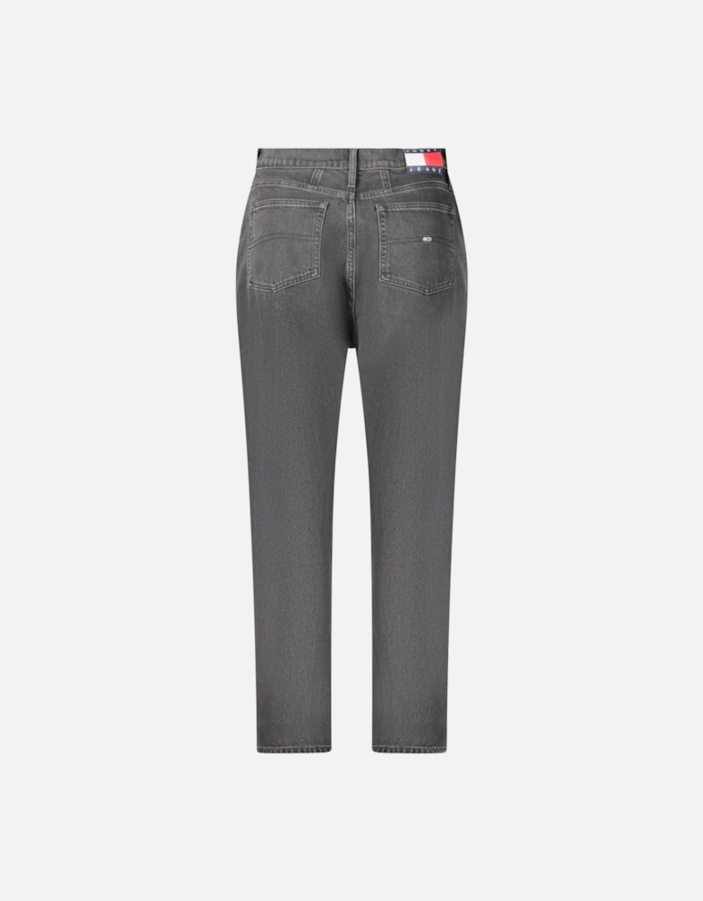 Ultra-High Tapered Mom Jeans with Embroidery Women - Black Jeans