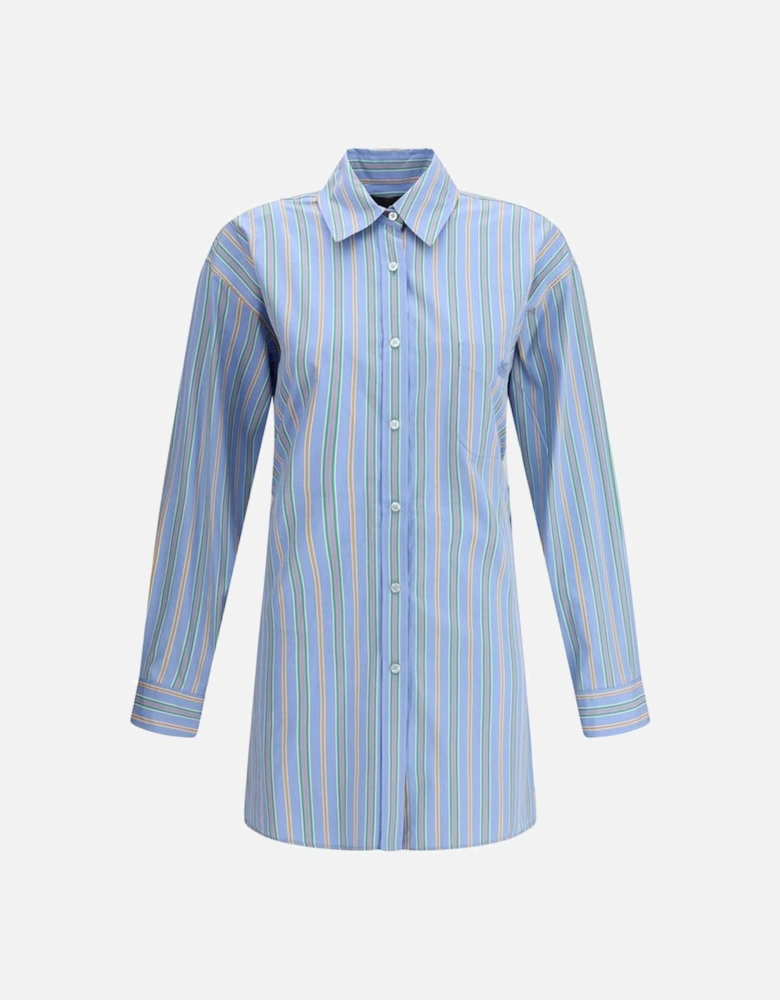 Striped Cotton Shirt with Embroidered Logo and Knot Detail Women -