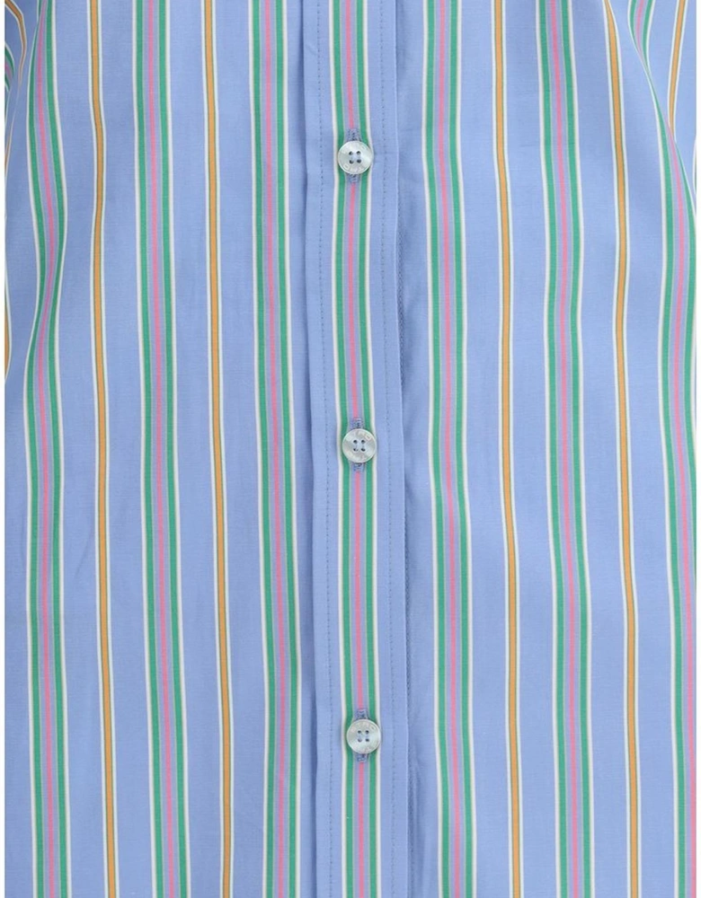 Striped Cotton Shirt with Embroidered Logo and Knot Detail Women -