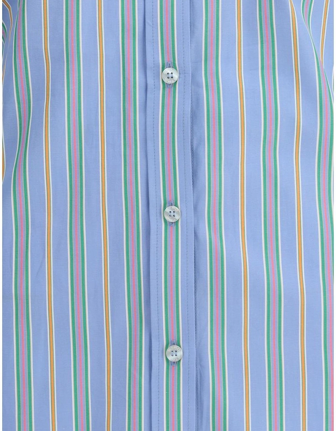 Striped Cotton Shirt with Embroidered Logo and Knot Detail Women -
