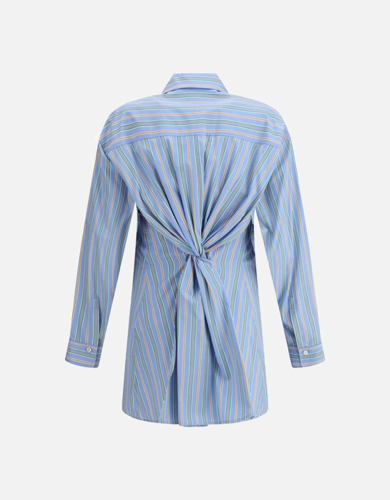 Striped Cotton Shirt with Embroidered Logo and Knot Detail Women -