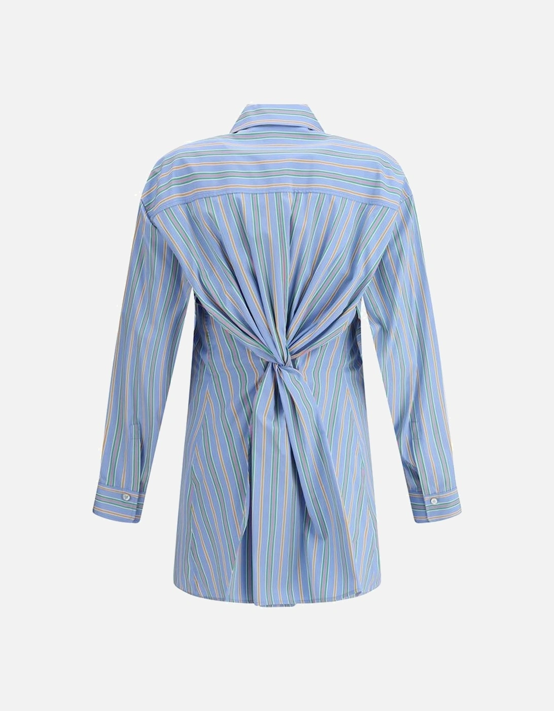 Striped Cotton Shirt with Embroidered Logo and Knot Detail Women -