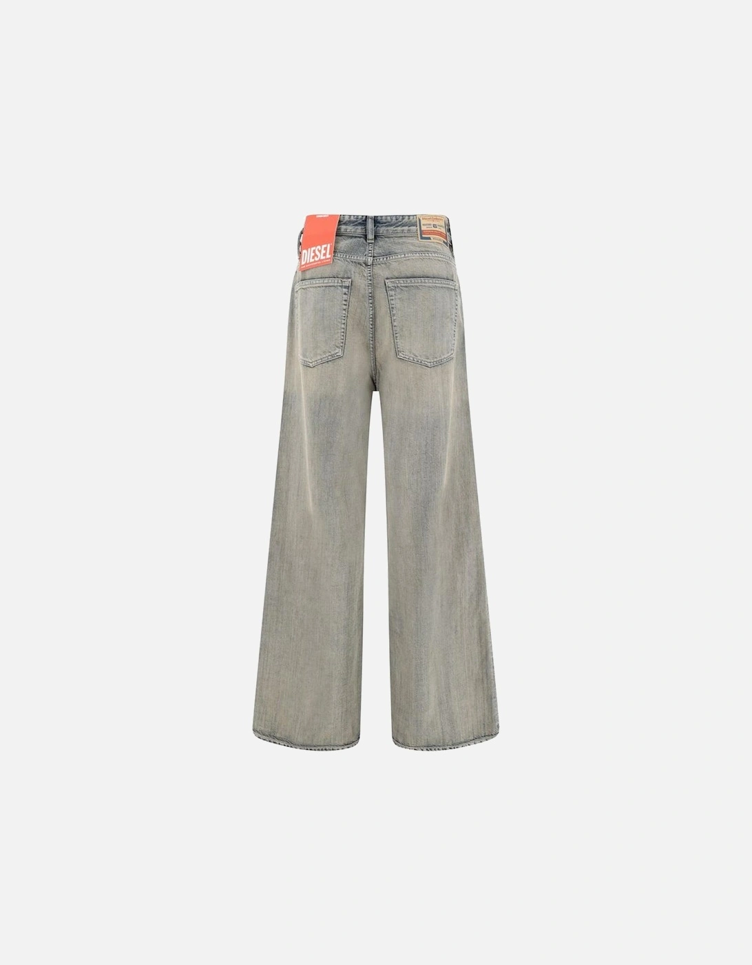 Wide Leg Loose Fit Jeans with Back Logo Applique Women - Beige Jeans