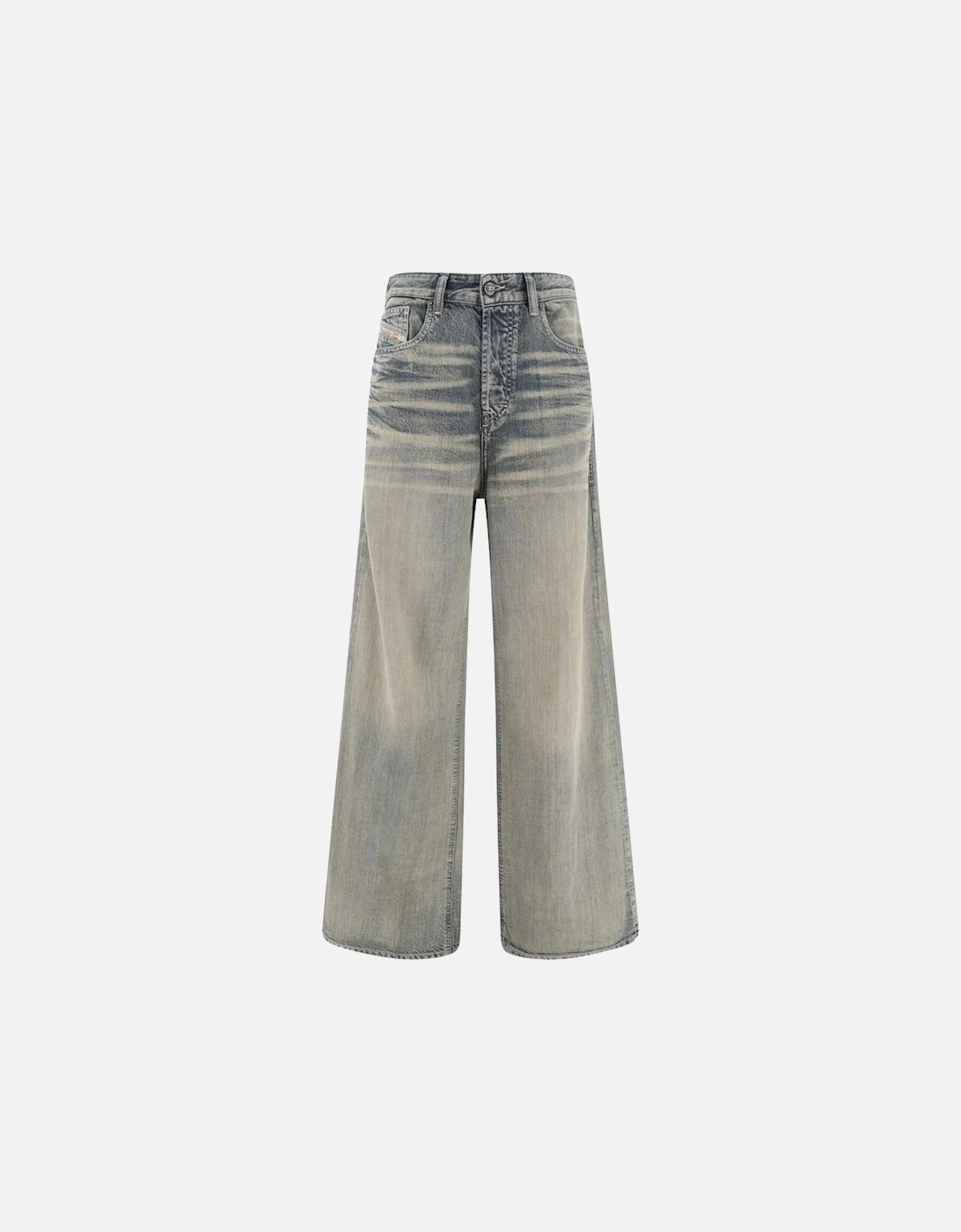 Wide Leg Loose Fit Jeans with Back Logo Applique Women - Beige Jeans, 4 of 3
