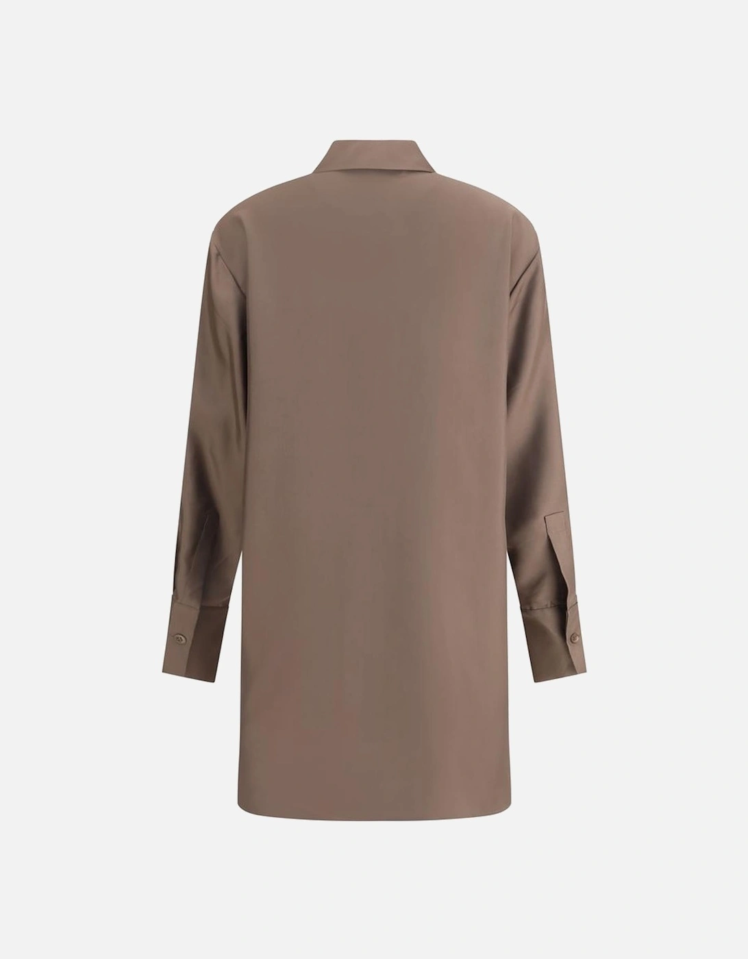 Silk Knee-Length Shirt with Pointed Collar Women - Brown