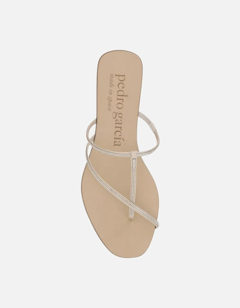 Rhinestone-Embellished Estee Flip-Flop Sandals Women - White
