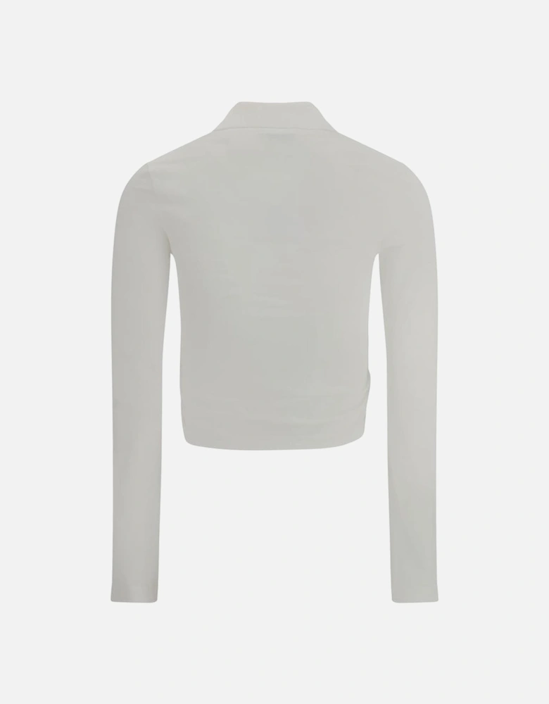 Polo Shirt with Twisted Front Detail Women - White Polo Shirts