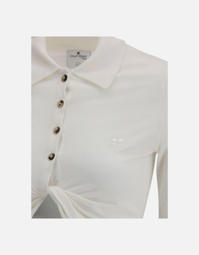 Polo Shirt with Twisted Front Detail Women - White Polo Shirts