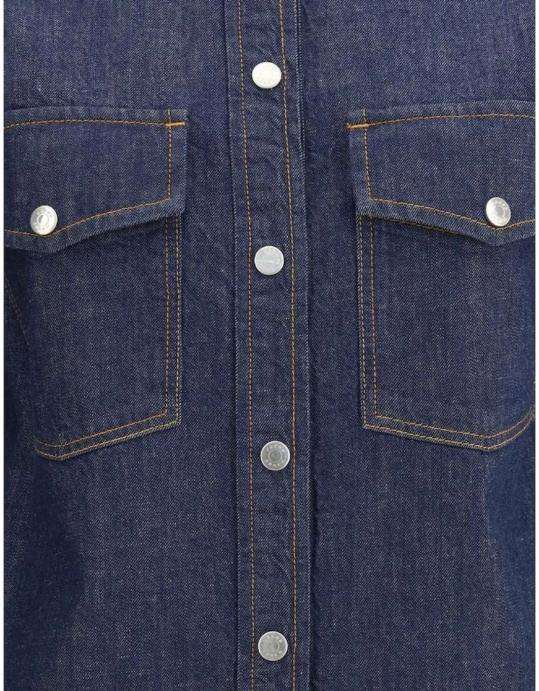 Cotton Texana Denim Shirt with Snap-Button Front Women - Blue