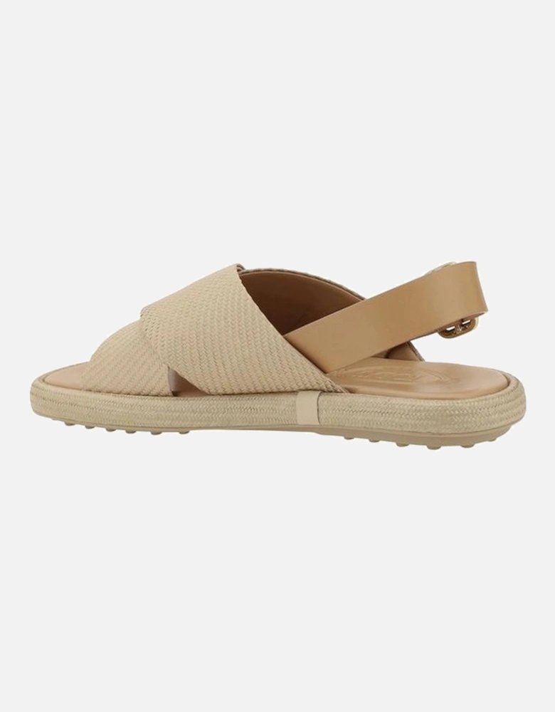Raffia Crisscross Strap Flat Sandals Women - Beige