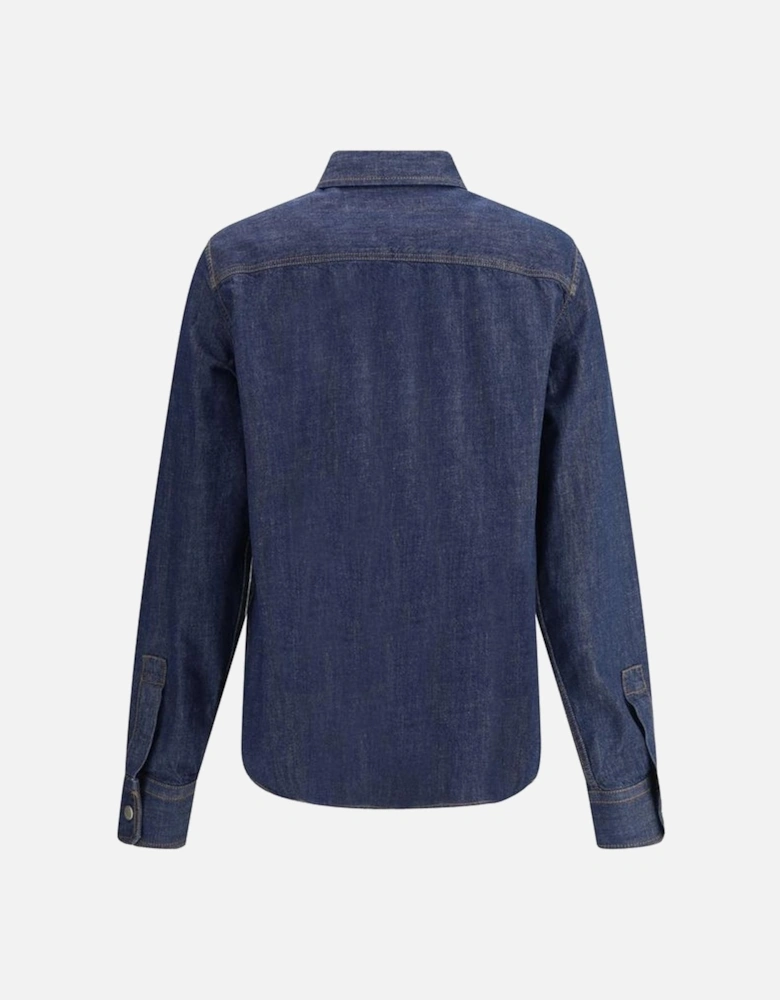 Cotton Texana Denim Shirt with Snap-Button Front Women - Blue
