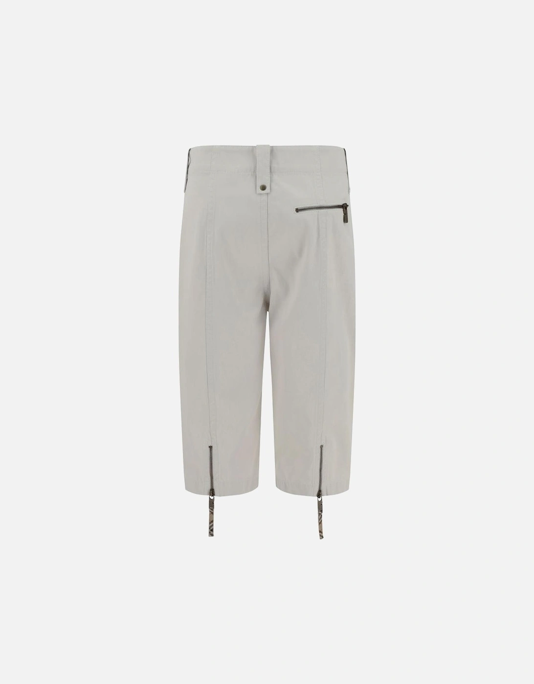 Cotton Capri Pants with Zipper Details Women - Beige Jeans