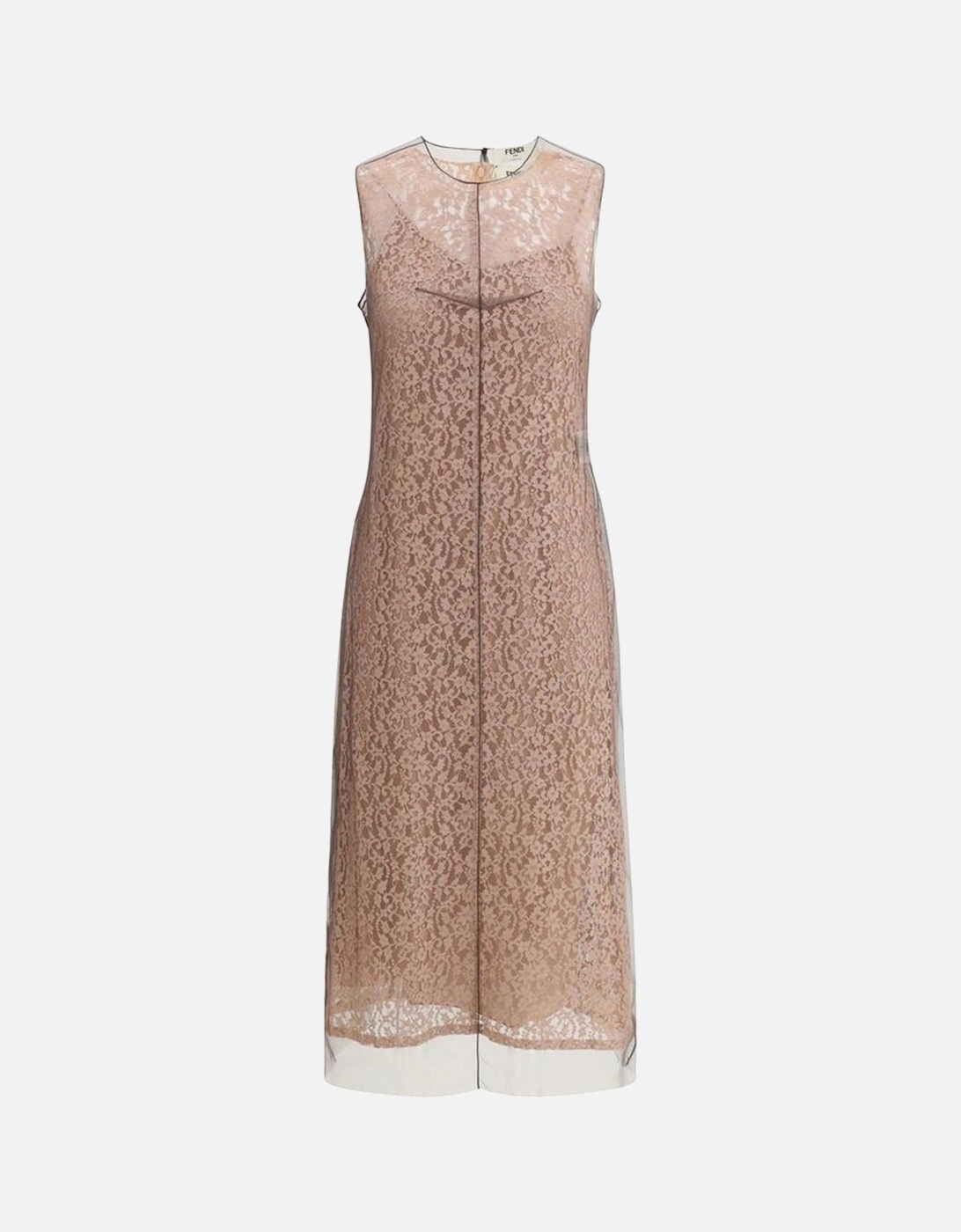 Lace Midi Dress with Silk Georgette Overlay Women - Multicolor Dresses, 4 of 3