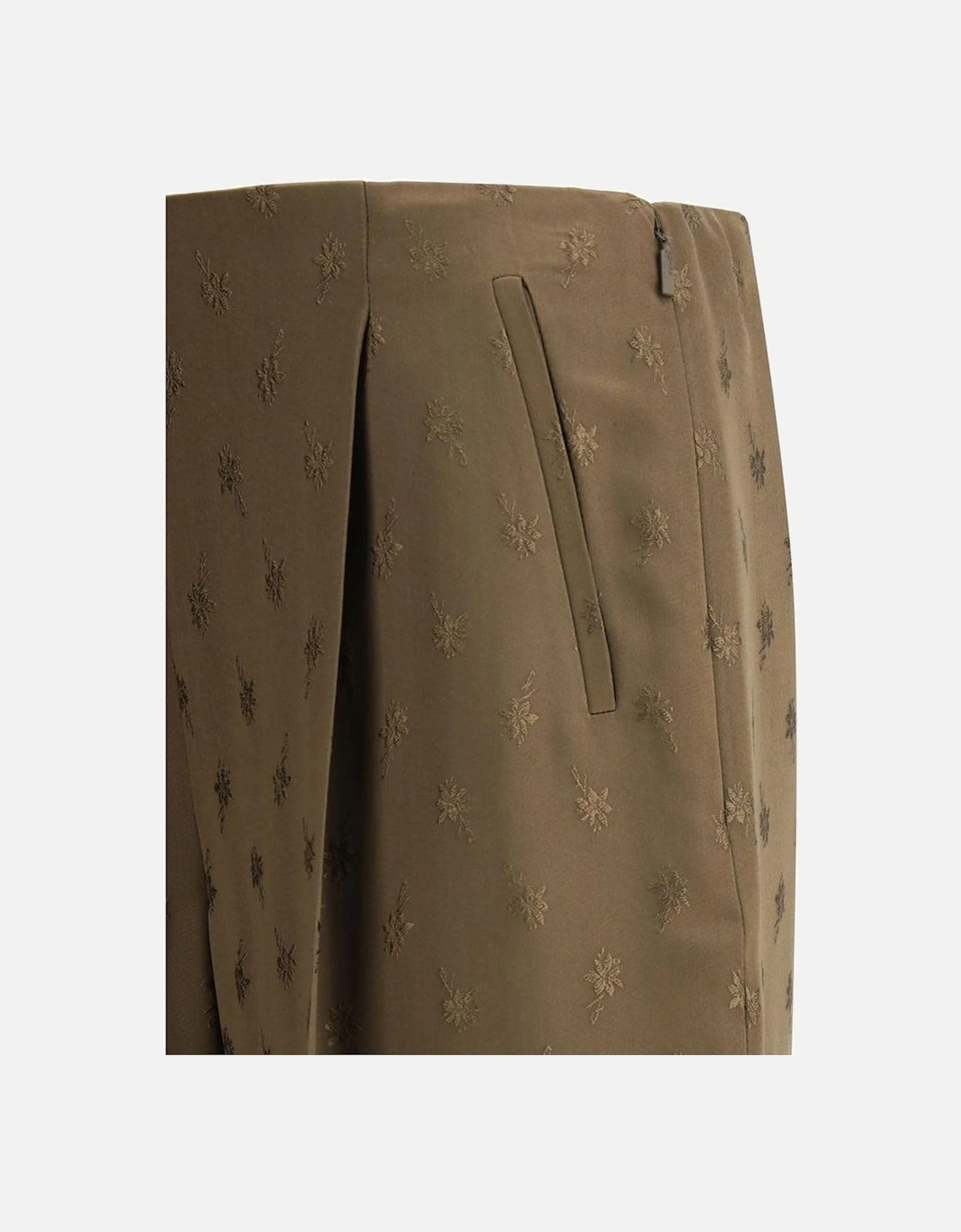 Elegant Wide Leg Silk Pants with Flower Pattern Women - Brown Jeans