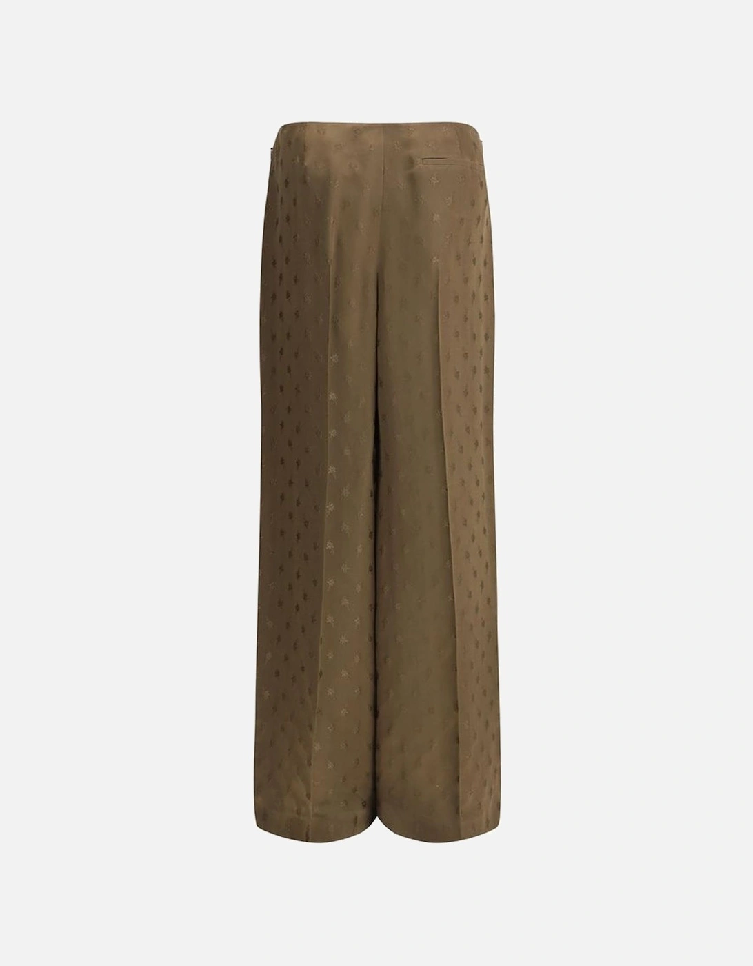 Elegant Wide Leg Silk Pants with Flower Pattern Women - Brown Jeans