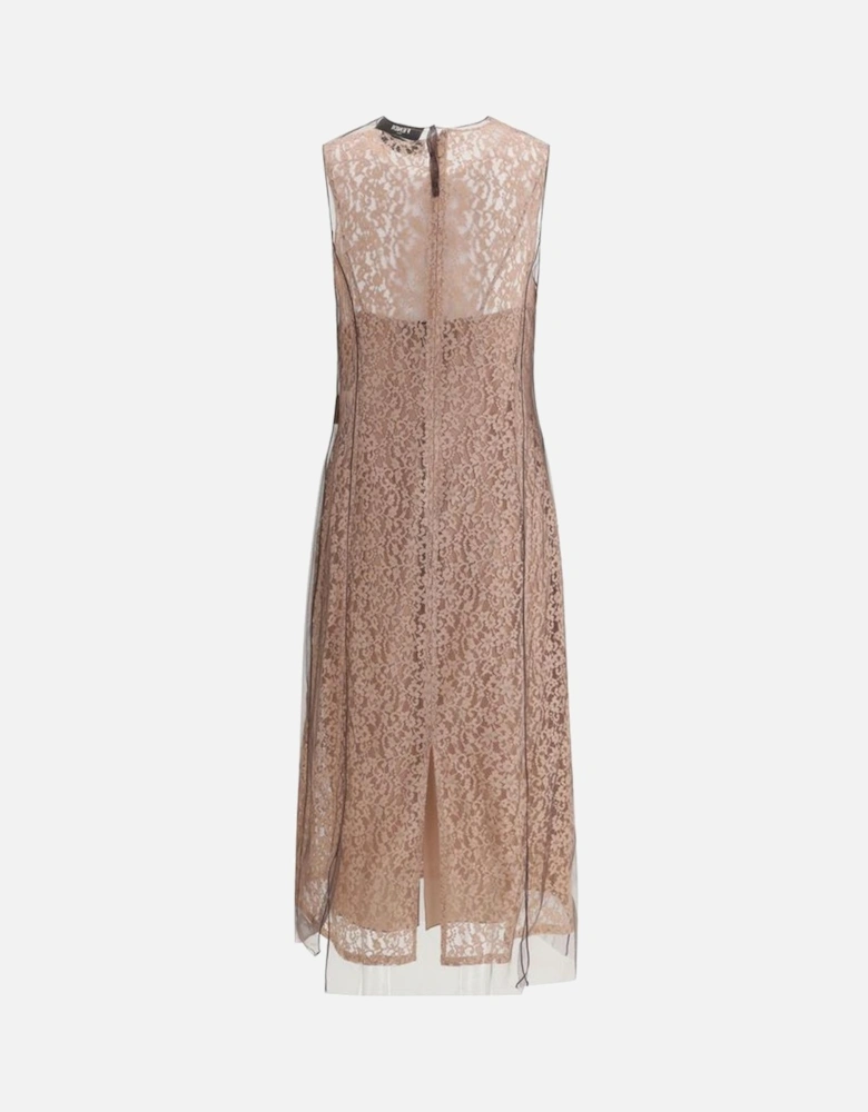 Lace Midi Dress with Silk Georgette Overlay Women - Multicolor Dresses