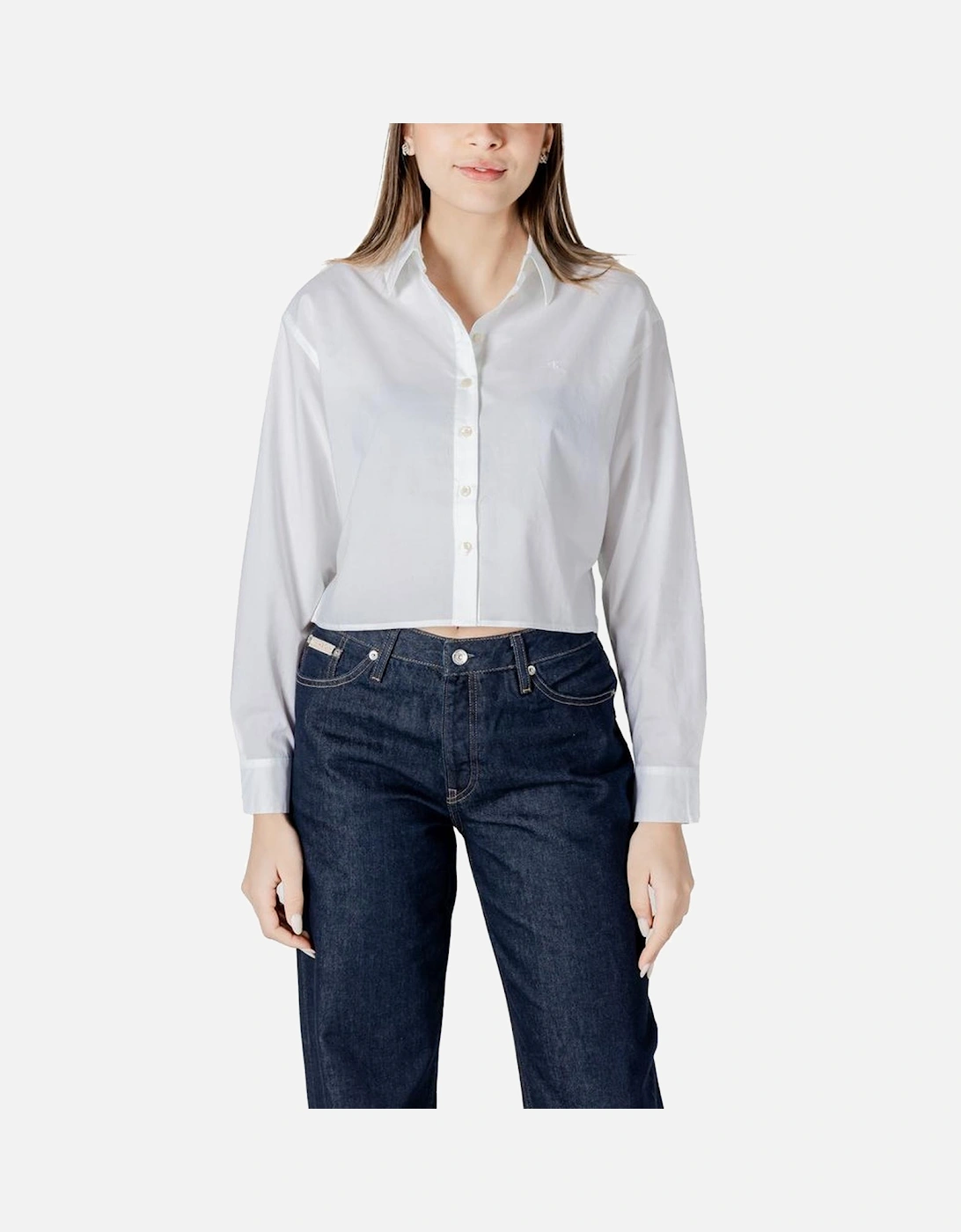 Long-Sleeve Cotton Poplin Shirt Women - White, 6 of 5