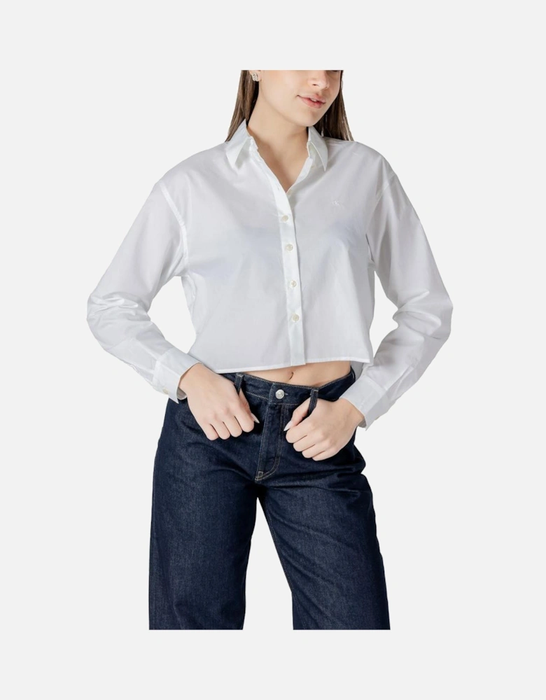 Long-Sleeve Cotton Poplin Shirt Women - White