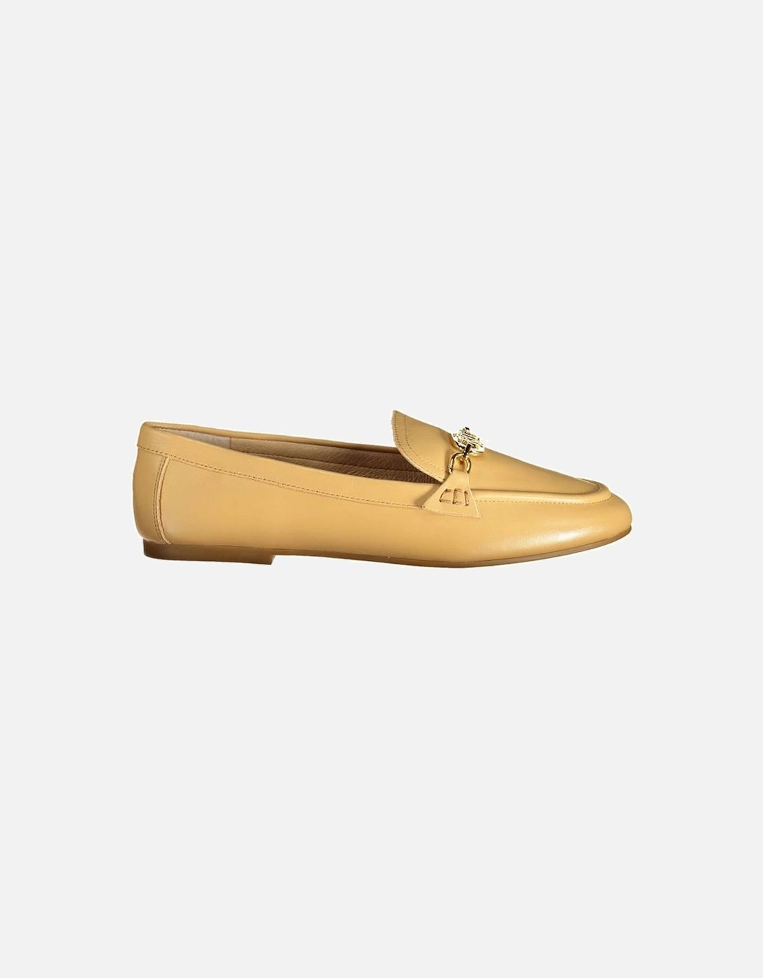 Logo Embroidered Leather Moccasin Women - Beige Flats, 4 of 3