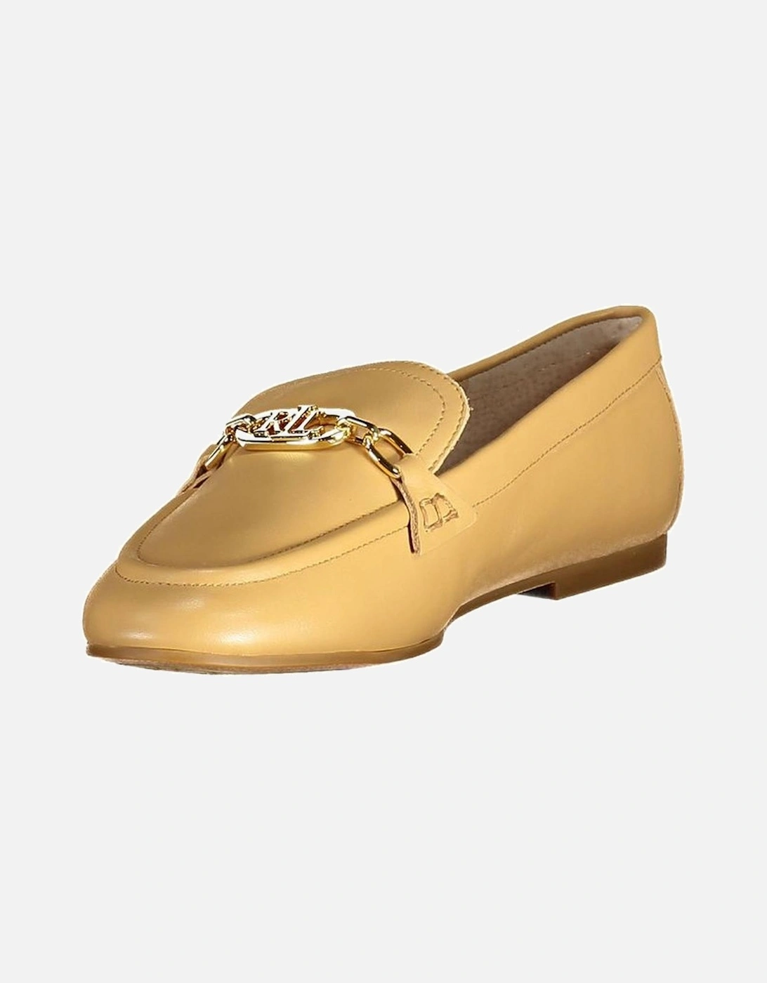 Logo Embroidered Leather Moccasin Women - Beige Flats